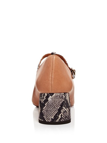 CHIE MIHARA Womens Barna Peach Brown Snake Mary Jane Turnout Leather Pumps 40 - Picture 10 of 11