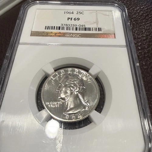 1964 25c Washington Proof Silver Quarter Dollar NGC PF69