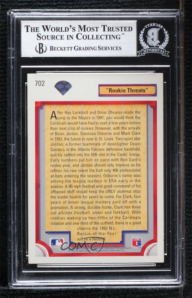 BAS 1992 Upper Deck Mark Clark Brian Jordan #702 BGS Authentic Auto Rookie RC - Image 2 of 2