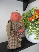 Halloween PUMPKIN LADY Primitive Folk Art  HANDMADE, 13"