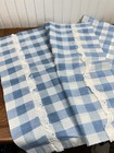 Vtg Blue Gingham Plaid Pillowcase Pillow Handmade Lace Cottage Granny Set Of 2