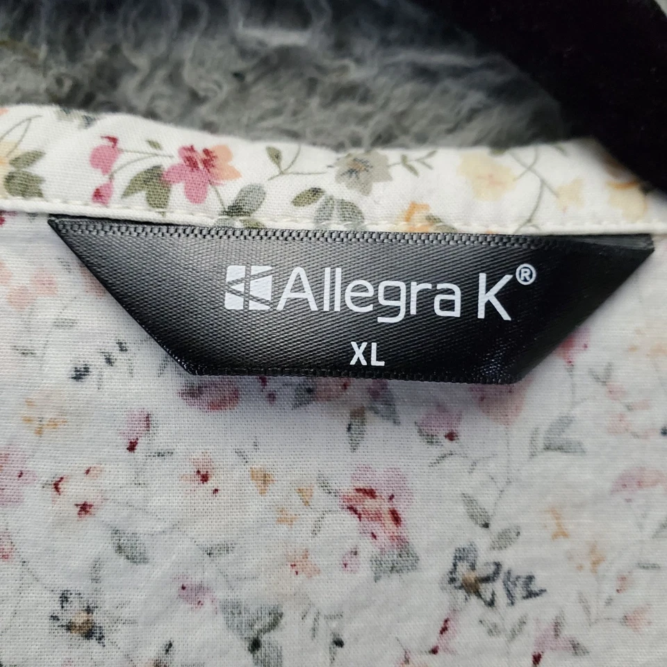 Allegra K Top Womens XL Multicolor Floral Button Down Peter Pan Collar - Image 2 of 4