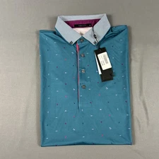 Greyson Golf Shirt Polo Sleeve Logo Spirit of Lana Print Medium Sea Turtle $118