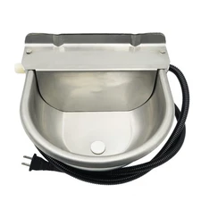 Stainless Steel Automatic Heated Water Bowl with Float Valve Water Trough Pet...