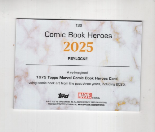 PSYLOCKE GOLD RAYWAVE #D/150 2025 TOPPS MARVEL COMIC BOOK HEROES GOLDEN 1975 - Picture 2 of 2