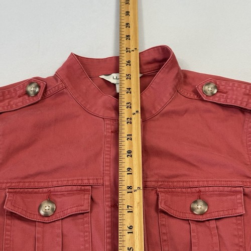 L.L. Bean Women’s Jacket Military Field Safari Chore Utility Red Salmon Medium - Picture 8 of 11