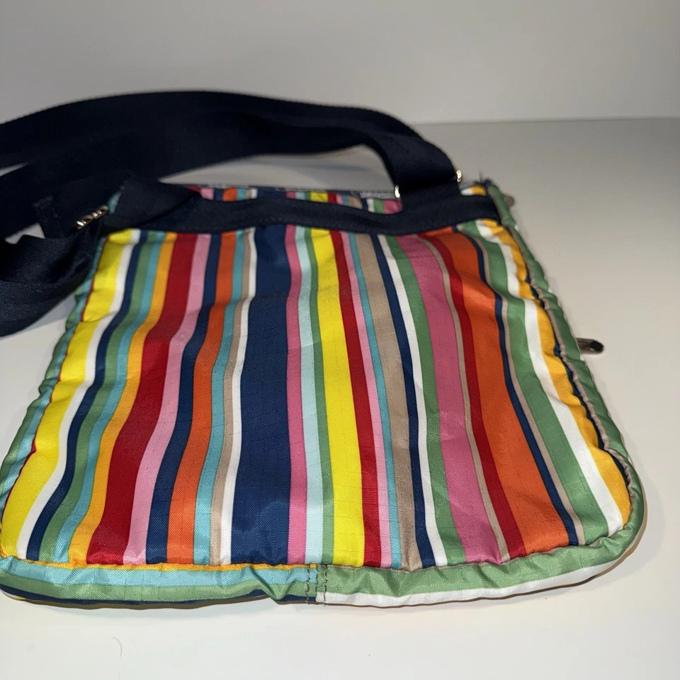 LeSportSac Large 3 Zip Crossbody Messenger Shoulder Bag Bright Rainbow Stripe - Image 2 of 4