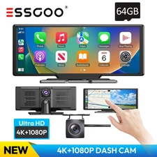 10.26" Touch Screen Wireless Apple Carplay Portable Car Stereo Android Auto DVR