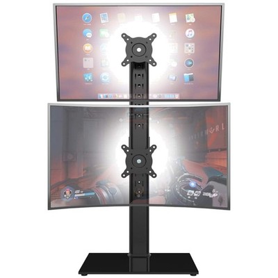 Space-Saving Dual Monitor Riser - Ergonomic Design with Cable Management
