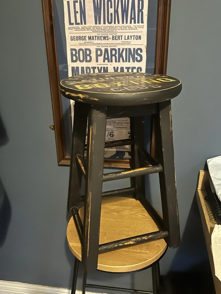 Unique Small Vintage Rustic Wooden Boxing Ring Gym Corner Stool Decorative - Image 3 of 4