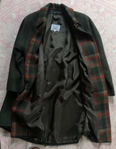 Vintage Avoca Collection Wollmantel Damen S grün Fischgrät kariert Irland Herbst - Bild 14 von 16