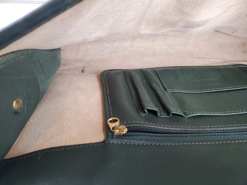 70er Jahre Coach Zahlenschloss Leder Aktentasche grün Messenger Bag (C40) ** - Bild 15 von 19
