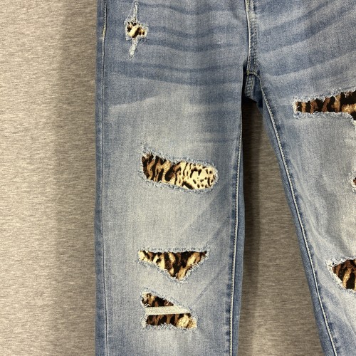 New INC Women’s Denim Mid-Rise Boyfriend Jeans With Leopard Print Insets Size 0P - Picture 5 of 24