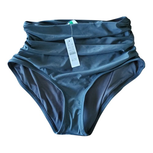 J Crew schwarze geraffte Badehose hoher Bund volle Abdeckung schwarz NEU mit Etikett