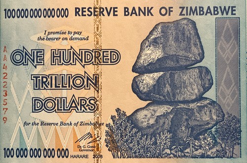 Billete trillonario auténtico de 100 billones de dólares del Banco de Zimbabue - Imagen 2 de 4