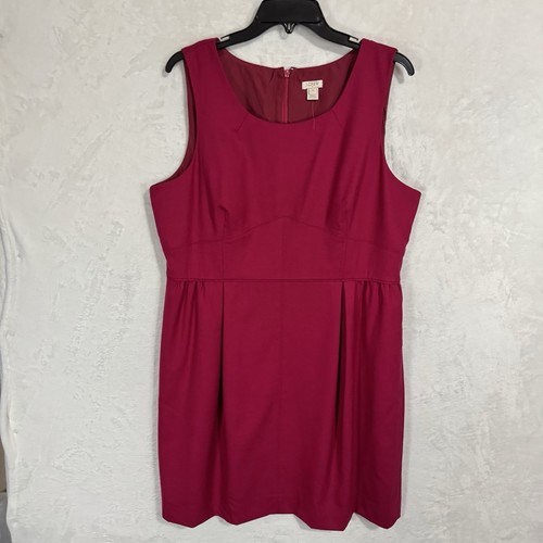 J.CREW Pleated Sheath Dress Size 18 Wool Blend Raspberry Pink Sleeveless Office - Picture 2 of 17