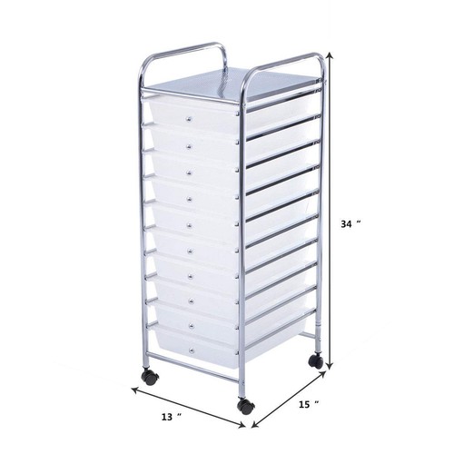 10 Drawer Storage Cart Rolling Cart File Scrapbook Paper Mobile Organizer for... - Picture 2 of 8