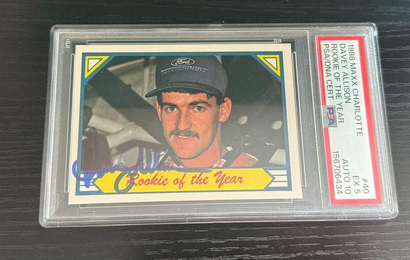 1988 MAXX Charlotte #40 Davey Allison Rookie of the Year Auto PSA 5 Auto 10