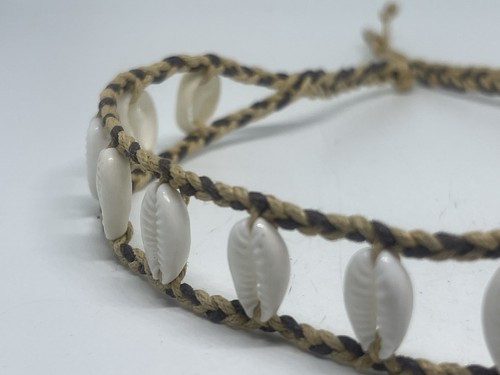 Handgefertigtes Kaurimuschel Halsband Halskette 16" Boho Strandschmuck geflochtene Kordel - Bild 2 von 11