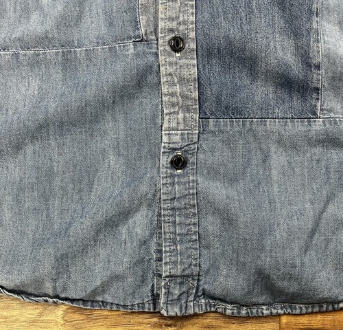 Ralph Lauren Denim Supply Chambray PatchWork Distressed Shirt XXL Aztec Western - Picture 7 of 23