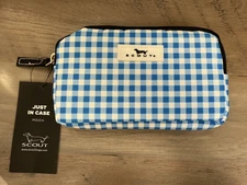 NWT SCOUT BAGS JUST IN CASE ZIP POUCH BLUE WHITE CHECK NEW WITH TAGS