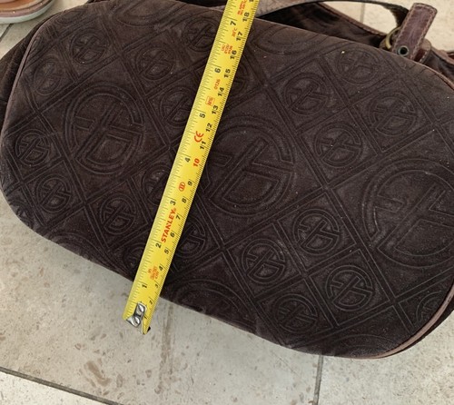 Francesco Biasia Chocolate Brown Suede & Leather Shoulder Bag Bucket Tote Bag - Picture 10 of 12