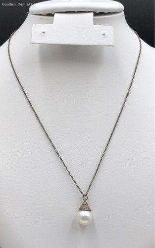 Tiffany & Co. Sterling Silver Pearl Pendant Necklace