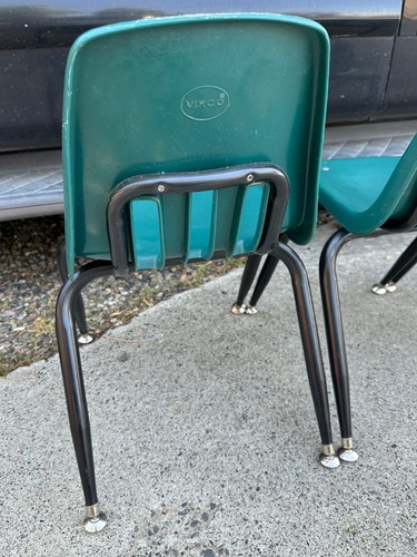 3 sedie scuola bambini vintage verde metà secolo VIRCO 12" plastica bambini bambini - Foto 6 di 11