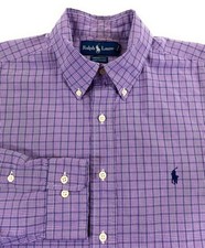 Ralph Lauren Polo Men's Yarmouth Button Down Purple Check Dress Shirt 16 34/35