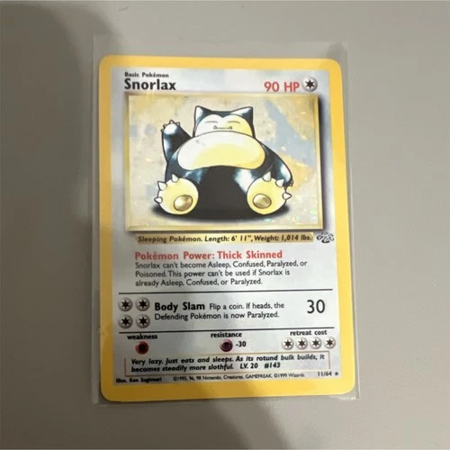 Pokémon Card Snorlax Jungle Holo Rare 11/64 Wizards of the Coast Card