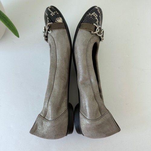 AGL Attilio Giusti Leombruni Ballet Flats Snake Print Cap Toe Shoe EU 38 US 8 - Picture 6 of 11