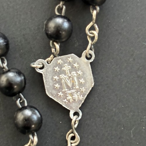 Vintage Boys Rosary Black Beads Jesus Mary Catholic BVM Prayer Religious - Picture 5 of 5