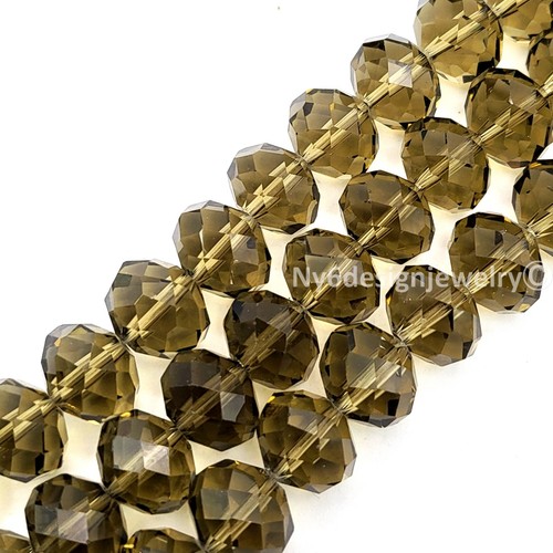 Cuentas rondelle facetadas de cristal ahumado de 12x15 mm filamento de vidrio de 15" para joyería - Imagen 5 de 6