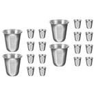  Set of 2 Stacking Mugs Stainless Steel Drinking Cups Communions Metal