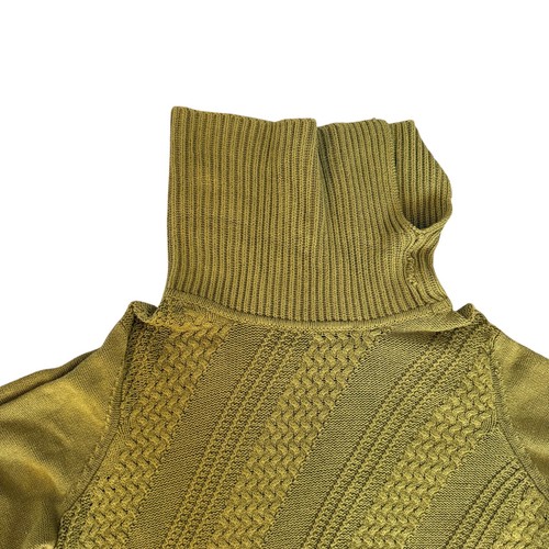 Coldwater Creek Cable Knit Sweater 1X 18 Pea Green Split Turtle Neck Cowl - Picture 4 of 12