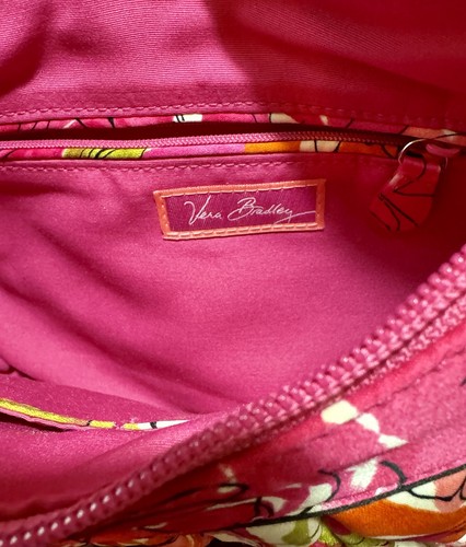 Vintage Vera Bradley Quilted Purse Rose Elenor Black Resin handle Floral Pink  - Picture 5 of 5