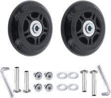 68 x 24mm Luggage Wheels Replacement, 2Pcs Rubber Suitcase 68 x 24mm, Black 