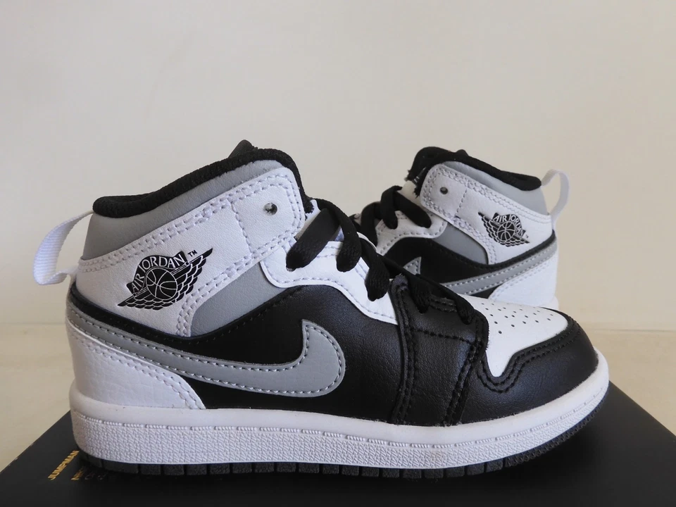 耐克 AIR JORDAN 1 中号 (PS) 黑色-白色-灰色“白色阴影”尺寸 11c [640734-073] — 第 2/4 张图片