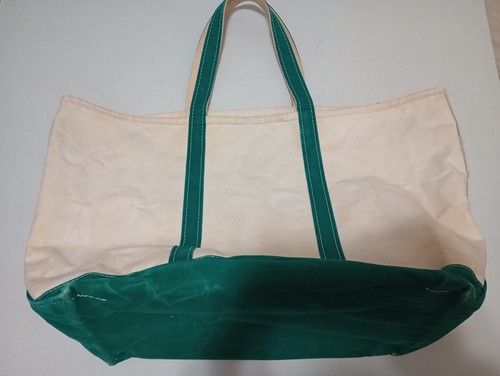 Vintage LL Bean Boat Tote Jumbo XL Green monogram "BJB" 80's Freeport Maine  - Picture 6 of 8