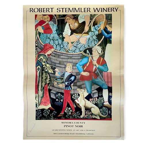 Robert Stemmler Winery Pinot Noir Signed Sonoma County 18x24 Vintage Poster - Picture 1 of 13