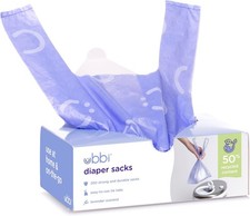 Ubbi Disposable Diaper Sacks, Lavender 200 Count (Pack of 1), 200 