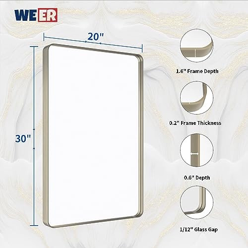 20X30 Inch Bathroom Mirror, Brushed Silver Metal 20"L x 30"W Brushed Nickel - Picture 7 of 7