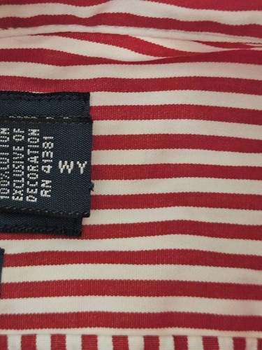 Ralph Lauren Shirt Men's Medium Red Pinstripe Classic Fit Long Sleeve Button - Picture 8 of 14