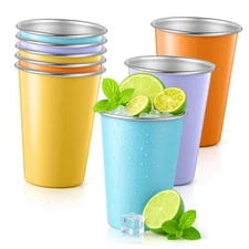  8 Pack Stainless Steel Cups 16 oz Pint Tumbler Colorful Stackable Pint Cups 