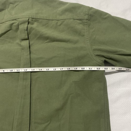 LL Bean Chamois Shirt Mens Large Green Heavy Flannel Button Long Sleeve Outdoor - Picture 9 of 9