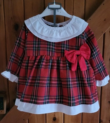 BABY GIRLS 12/24 MTHS TARTAN DRESS, KNICKERS, TOP & TROUSERS. RED. PREOWNED - Picture 6 of 9