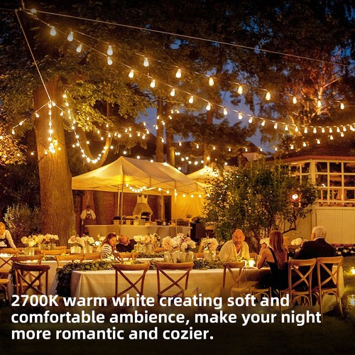 LED Outdoor String Lights, LED Bistro String Lights with Shatterproof ST38 Bulbs - Picture 17 of 24