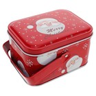 Xmas Tin Box With Handle Festive Metal Cookie Containers For Holiday Baking