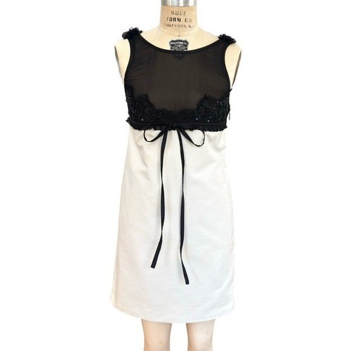DSQUARED2 Lace and Satin Mini Dress in Cream/Black Size S - Picture 2 of 12