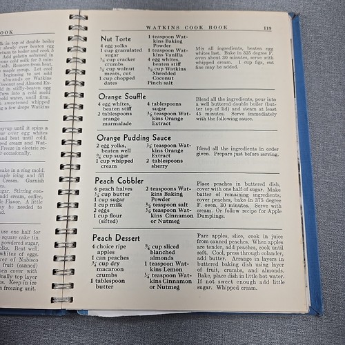 Watkins Cook Book by Elaine Allen ~ 1948 Vintage Hardcover Spiral Bound Cookbook - Foto 8 di 10